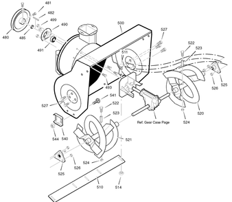 Auger Housing Diagram and Parts List for 622505X105A 2004 Briggs and Stratton Snow Blower